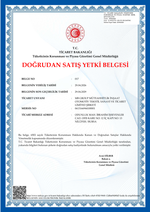 Ticaret Bakanlığı Doğrudan Satış Yetki Belgesi